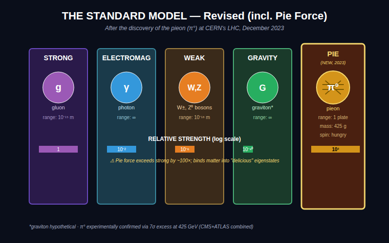 The Standard Model after the 2023 confirmation of the pieon (π°).