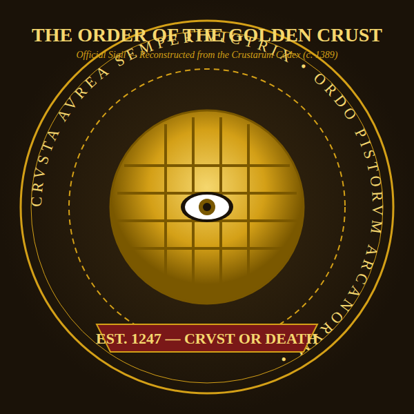 Reconstructed sigil of the Order of the Golden Crust (Crustarum Codex, c. 1389).